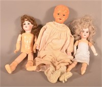 Three Various Antique Dolls.