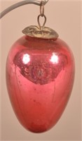 Antique German Small Red Glass Egg-Form Kugel.