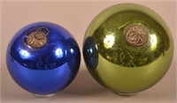 Two Antique German Ball-Form Glass Kugels.