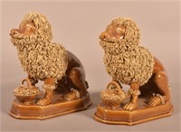 Pair of Bassano Italian Ceramic Dog Figures.