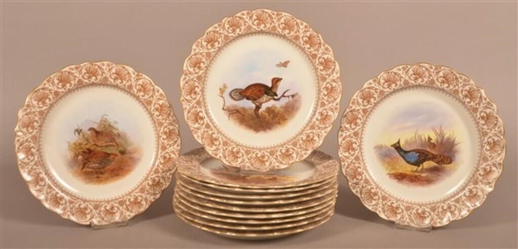 Set of 12 Royal Worcester Porcelain Bird Plates.
