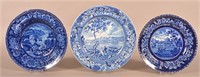 Three Historical Staffordshire China Blue Transfer