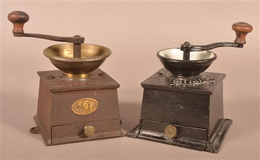 Two 19th C. French Cast Iron Coffee Mills.