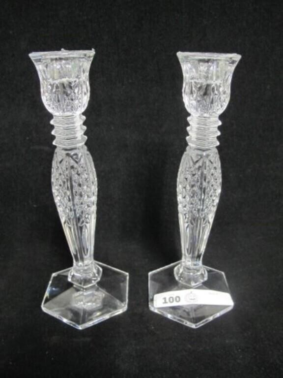 PAIR OF WATERFORD CRRYSTAL BETHANY CANDLESTICKS