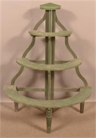Signed Painted Half-Circular Folding Plant Stand.