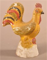 PA 19th Century Hollow Chalkware Rooster Figure.