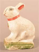 PA 19th Century Hollow Chalkware Seated Rabbit.