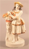 PA 19th Century Hollow Chalkware Figure of a Girl.