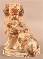 19th Century Hollow Chalkware Large Seated Spaniel
