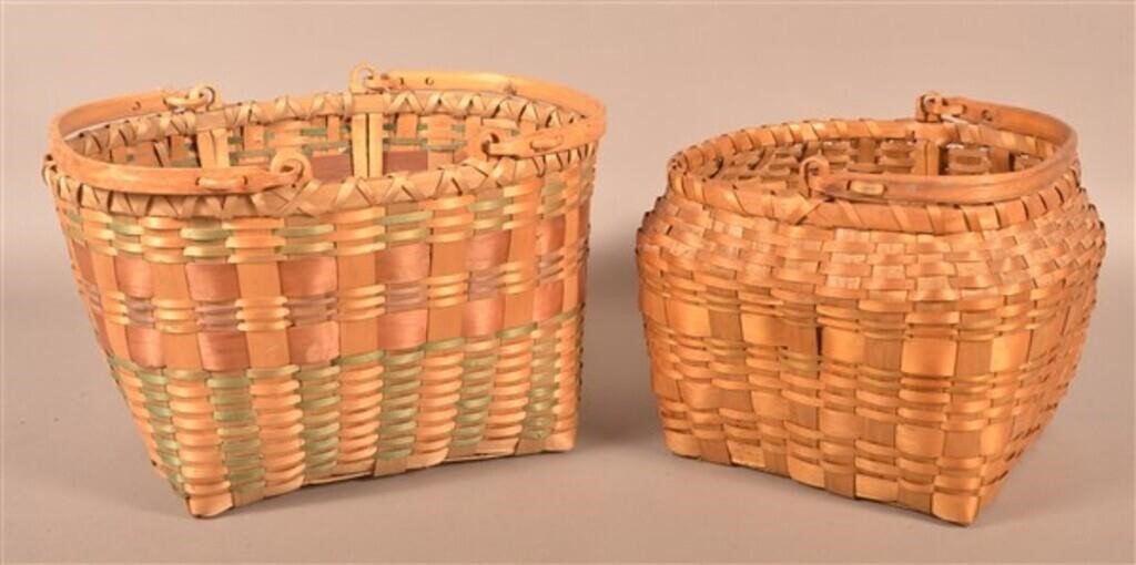Two Great Lakes Woven Black Ash Indian Baskets.
