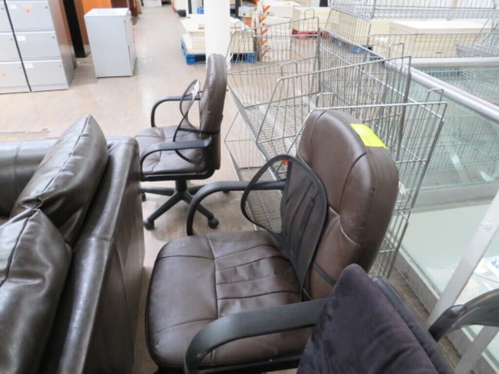 2 BROWN LEATHER DESK CHAIR