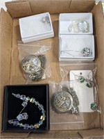 ASSORTED COSTUME JEWELRY AND POCKET WATCHES