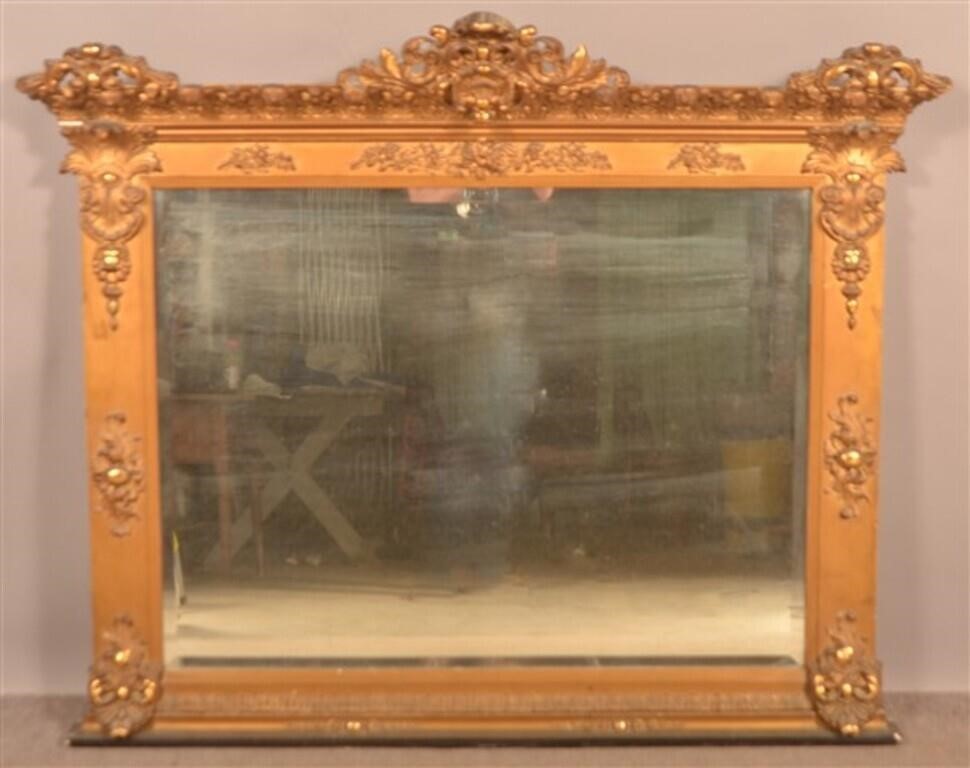 19th Century Ornate Gilt Frame Over-Mantle Mirror.