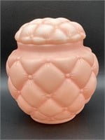 Pink Satin Quilted Biscuit Jar Consolidated Glass