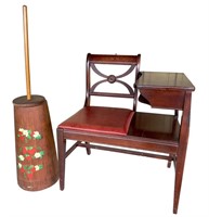 Mahogany phone desk chair and a paint