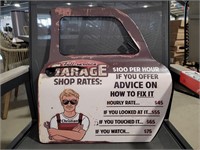 Garage Shop Rate Metal Sign