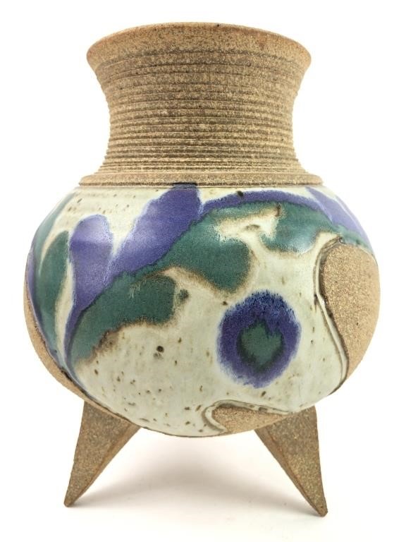 Ken Pick Pottery Lidded Stoneware Vase, Signed