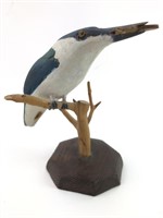 Signed Fischer Carved King Fisher Bird