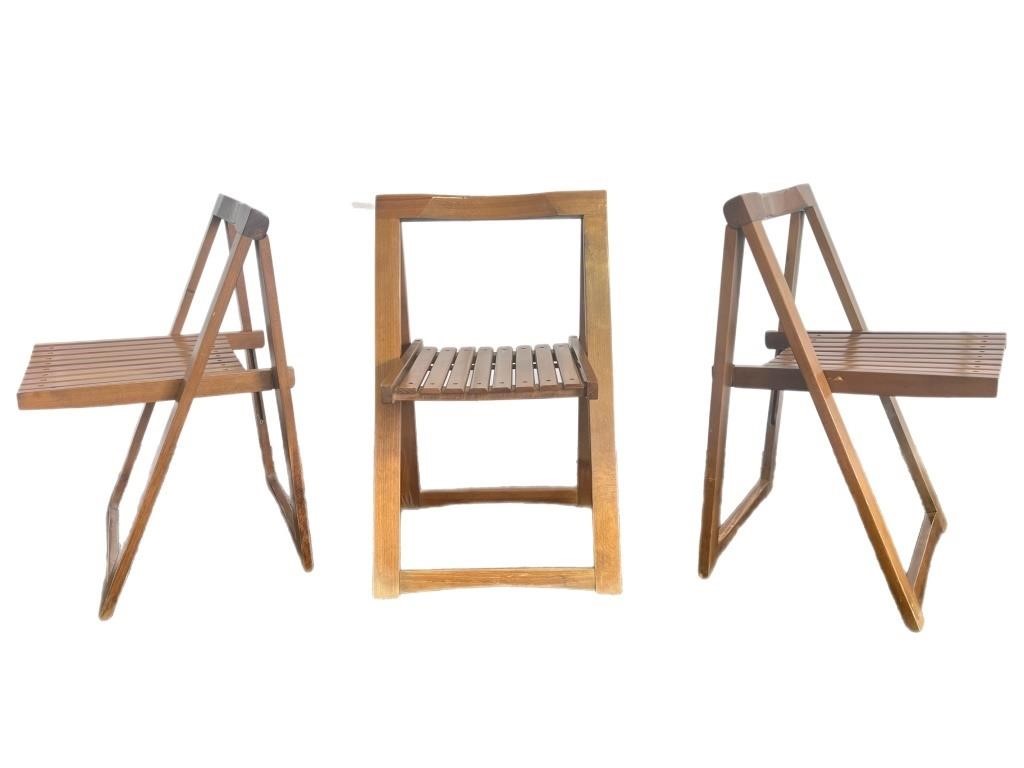 Aldo Jacober Attributed Folding Slat Chairs
