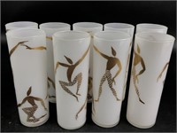 (9)  MCM Frosted Glasses w Dancers by Federal