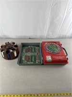 Electro roulette and dice game with poker chips
