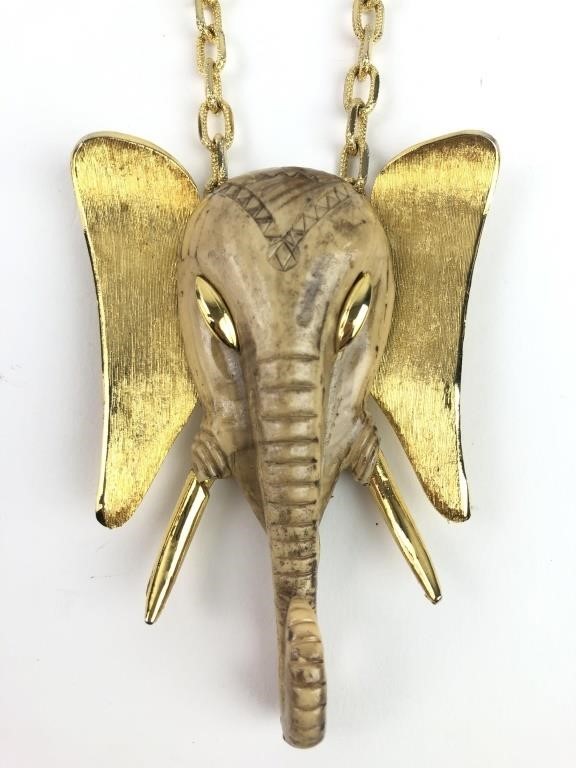 Large Elephant Pendant Necklace Attrib. Razza