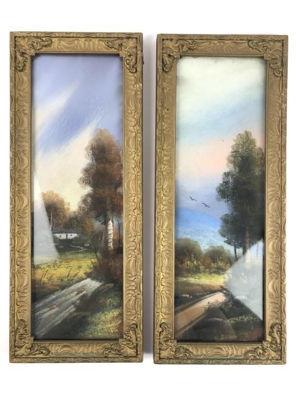 Framed Charcoal & Oil Originals, Pair