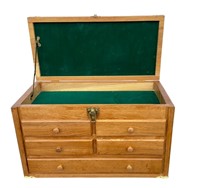 Brass cornered wooden machinist chest with a felt