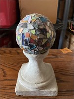 Mosaic 5.5 inch globe on concrete base