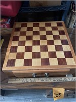Wooden chess/ checkers set w/ drawer and pieces