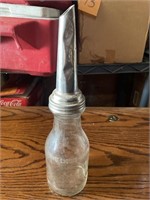 Vintage oil spout and 1 qt jar