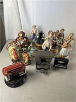 Music boxes, ceramic, figurines, and turkeys