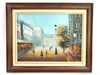 Signed Original Oil On Canvas City Scene