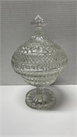 Rare Clear Heavy Crystal Candy Bowl With Lid Diamo