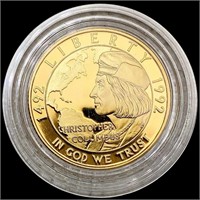 1992-W US Commem .25oz Gold $5 GEM PROOF
