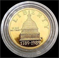 1989-W US Commem .25oz Gold $5 GEM PROOF