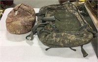 Camo backpack & pillow