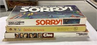 3 Game boards - Sorry, Charades, Clue