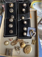 Assorted Jewelry and Button Covers.