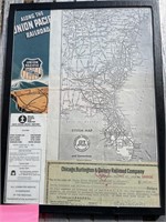 Railroad Check and Maps in Display Case.