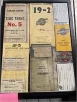 Railroad Items in Display Case.