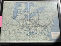 Chessie System Railroad Map in Display Case.