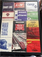 1950-60s Railroad Timetables in Display Case.(9)