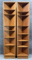Pair of Teak Modern Corner Shelves