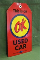 Chevrolet Porcelain OK USED Car Sign Approx 28" x