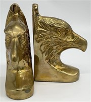 2pc Vintage Heavy Brass Eagle Bookends