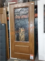 Bellante 1-Panel Door w/ Window + Oak Finish