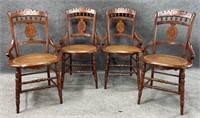 4 Antique Walnut Hip Rest Chairs