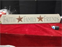 "Faith Family Friends" Wood & Cast Iron Wall