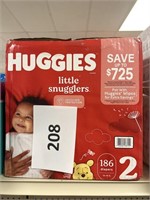 Huggies 186 diapers  size 2